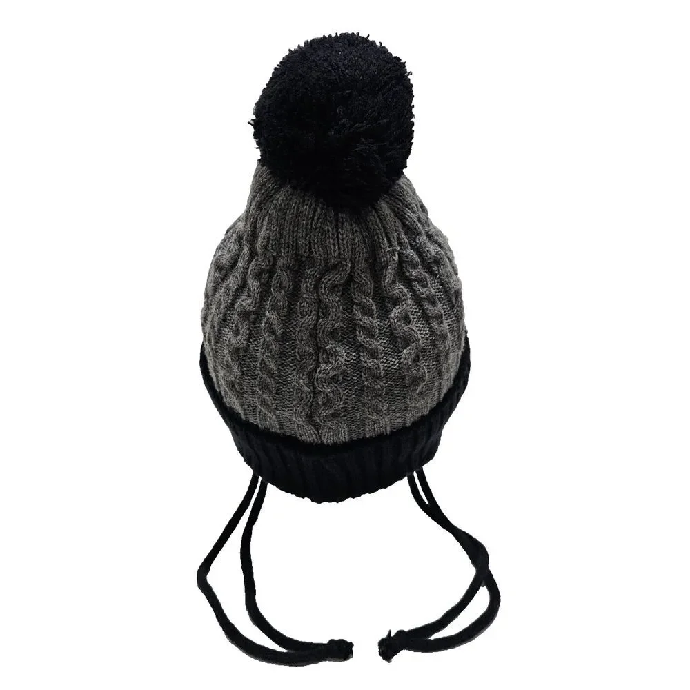 Somaler‎ Kids SK Beanie Toque (Strings & Pom Pom) Gray Black One Size Fits Most